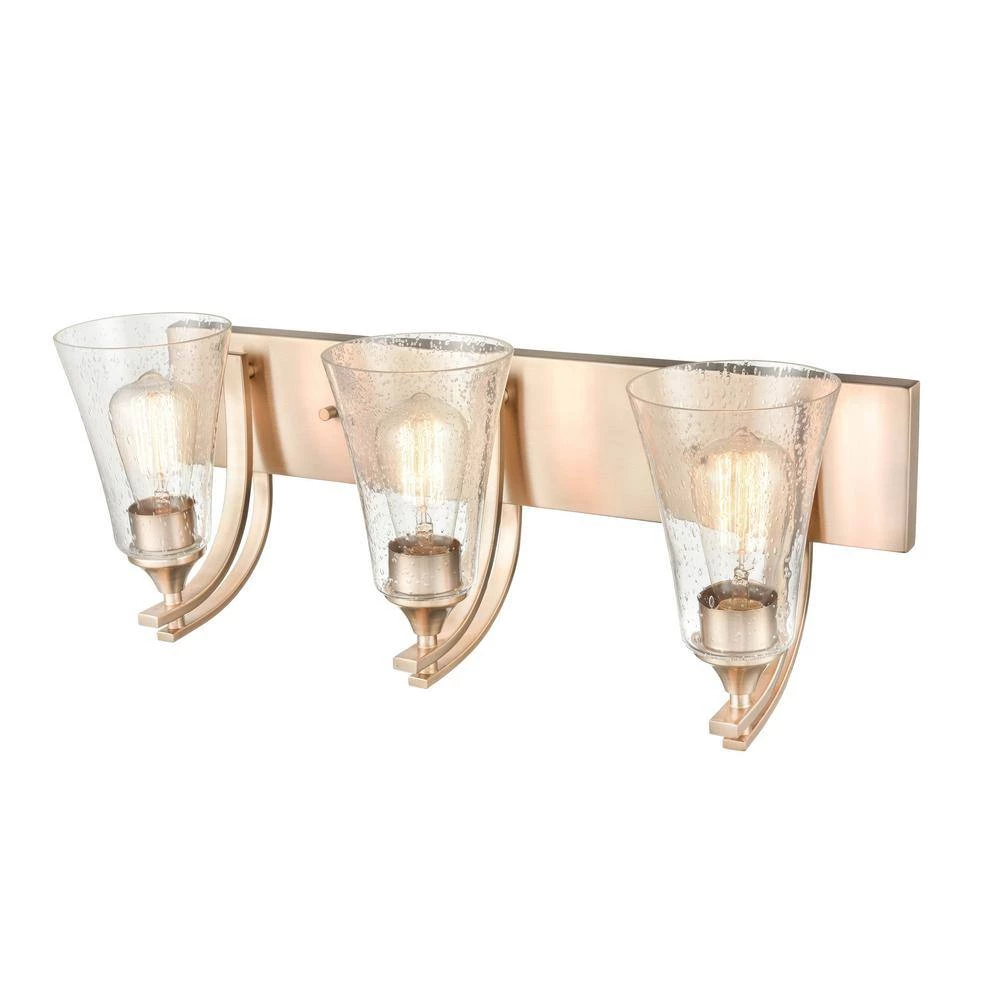 Natalie 24 in. 3-Light Modern Gold Bathroom Vanity Light with Clear Seeded Shade by Millennium Lighting 3 Natalie 24 in. 3-Light Modern Gold Bathroom Vanity Light with Clear Seeded Shade by Millennium Lighting - Image 3