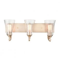 Natalie 24 in. 3-Light Modern Gold Bathroom Vanity Light with Clear Seeded Shade by Millennium Lighting