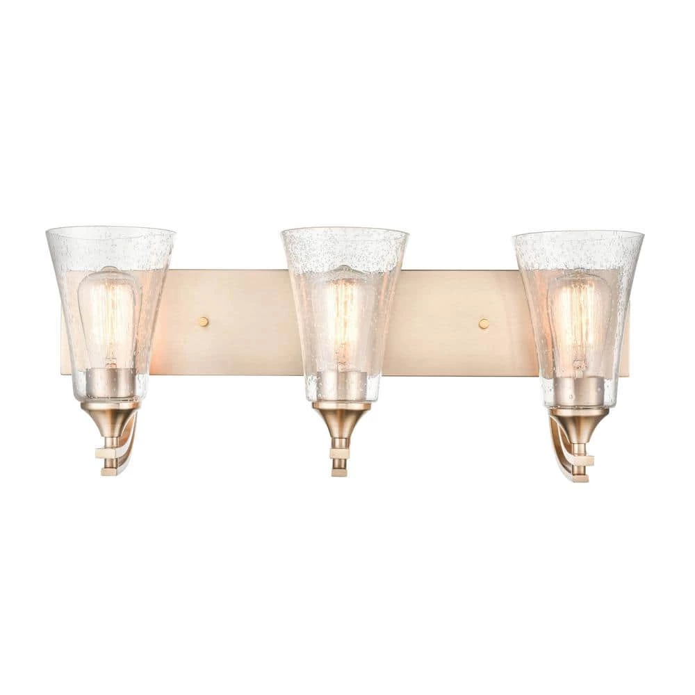 Natalie 24 in. 3-Light Modern Gold Bathroom Vanity Light with Clear Seeded Shade by Millennium Lighting 1 Natalie 24 in. 3-Light Modern Gold Bathroom Vanity Light with Clear Seeded Shade by Millennium Lighting