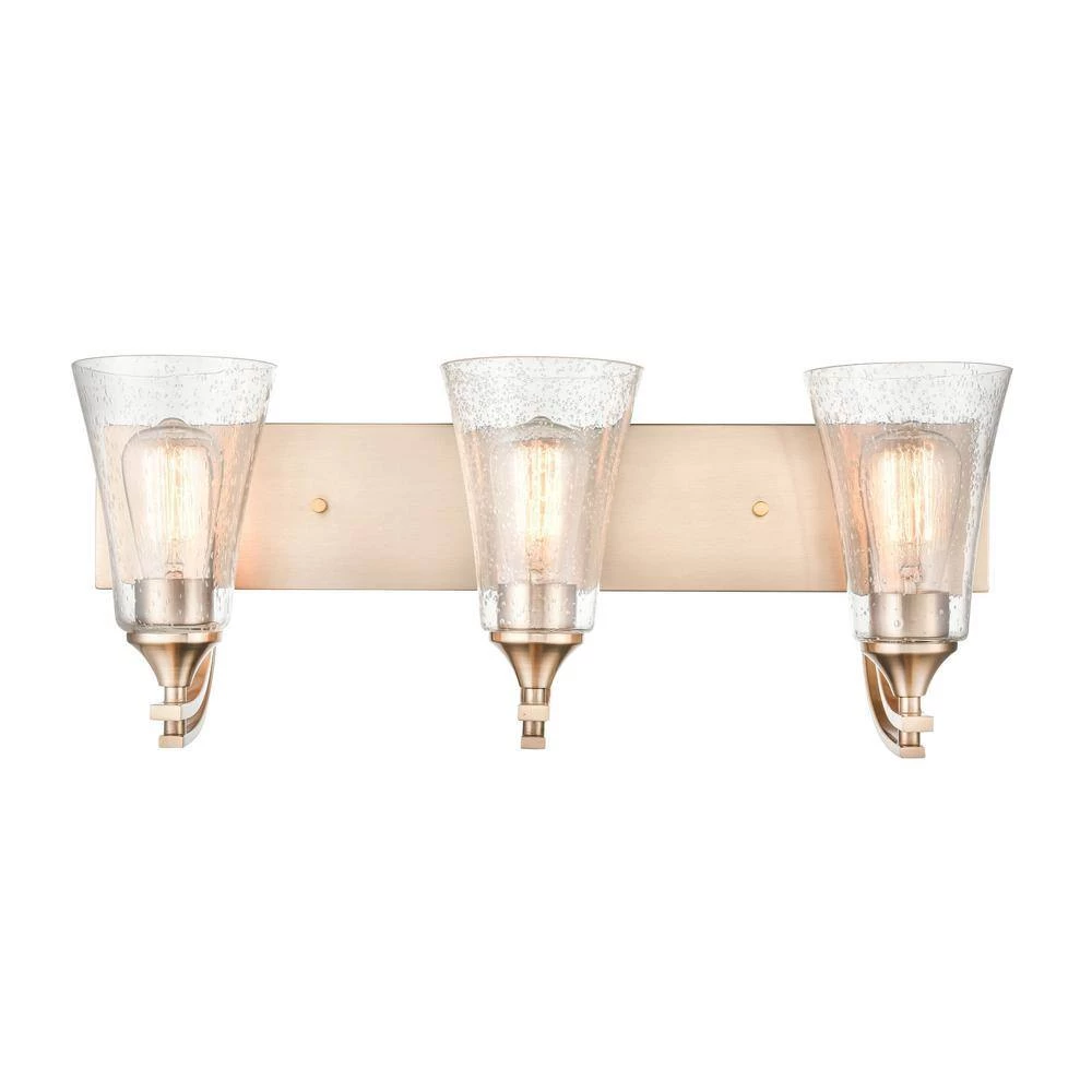 Natalie 24 in. 3-Light Modern Gold Bathroom Vanity Light with Clear Seeded Shade by Millennium Lighting 2 Natalie 24 in. 3-Light Modern Gold Bathroom Vanity Light with Clear Seeded Shade by Millennium Lighting - Image 2