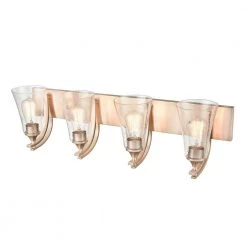 Natalie 32 in. 4-Light Modern Gold Bathroom Vanity Light with Clear Seeded Shade by Millennium Lighting -Millennium Lighting Shop modern gold millennium lighting vanity lighting 1494 mg 4f 1000