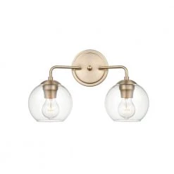 16 in. 2-Light Modern Gold Vanity Light with Clear Glass Shade by Millennium Lighting
