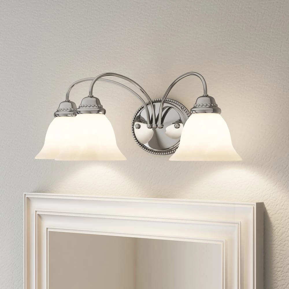 3-Light Chrome Vanity Light with Faux Alabaster Glass by Millennium Lighting 4 3-Light Chrome Vanity Light with Faux Alabaster Glass by Millennium Lighting - Image 4