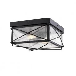 2-Light 16 in. Powder Coat Black Outdoor Flush Mount by Millennium Lighting