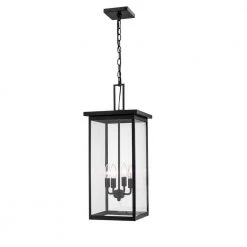 4-Light 13 in. Powder Coat Black Outdoor Lantern Pendant by Millennium Lighting