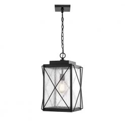 1-Light 13 in. Powder Coat Black Outdoor Lantern Pendant by Millennium Lighting