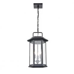 Ellis 3 Light 11 in. Powder Coat Black Hardwired Outdoor Hanging Pendant with clear glass (1-Pack) by Millennium Lighting