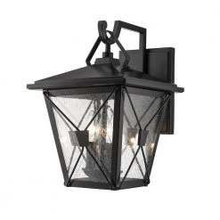 13 in. 3-Light Powder Coat Black Outdoor Wall Lantern by Millennium Lighting