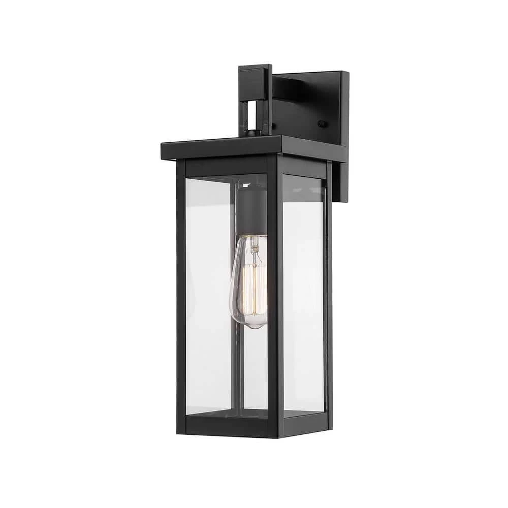1-Light Powder Coat Black Outdoor Wall-Light Sconce with Clear Glass by Millennium Lighting 1 1-Light Powder Coat Black Outdoor Wall-Light Sconce with Clear Glass by Millennium Lighting