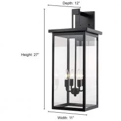 27 in. 4-Light Powder Coat Black Outdoor Wall-Light Sconce with Clear Glass by Millennium Lighting 6 27 in. 4-Light Powder Coat Black Outdoor Wall-Light Sconce with Clear Glass by Millennium Lighting -Millennium Lighting Shop powder coat black millennium lighting outdoor sconces 2603 pbk 40 1000