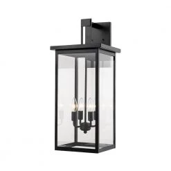 27 in. 4-Light Powder Coat Black Outdoor Wall-Light Sconce with Clear Glass by Millennium Lighting