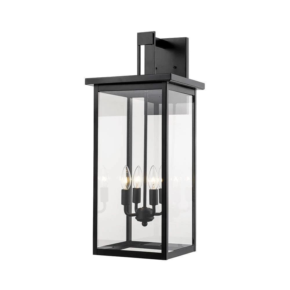 27 in. 4-Light Powder Coat Black Outdoor Wall-Light Sconce with Clear Glass by Millennium Lighting 1 27 in. 4-Light Powder Coat Black Outdoor Wall-Light Sconce with Clear Glass by Millennium Lighting