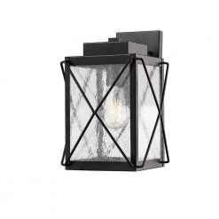 12 in. 1-Light Powder Coat Black Outdoor Wall-Light Sconce with Clear Glass by Millennium Lighting