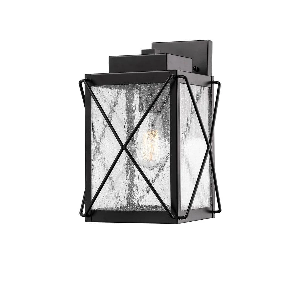 12 in. 1-Light Powder Coat Black Outdoor Wall-Light Sconce with Clear Glass by Millennium Lighting 1 12 in. 1-Light Powder Coat Black Outdoor Wall-Light Sconce with Clear Glass by Millennium Lighting