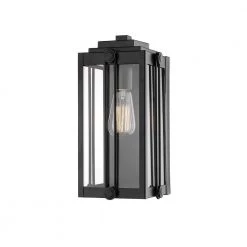 13 in. 1-Light Powder Coat Black Outdoor Wall-Light Sconce with Clear Glass by Millennium Lighting