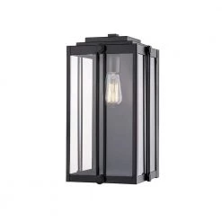 17 in. 1-Light Powder Coat Black Outdoor Wall-Light Sconce with Clear Glass by Millennium Lighting