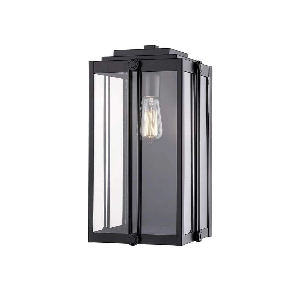 17 in. 1-Light Powder Coat Black Outdoor Wall-Light Sconce with Clear Glass by Millennium Lighting 1 17 in. 1-Light Powder Coat Black Outdoor Wall-Light Sconce with Clear Glass by Millennium Lighting