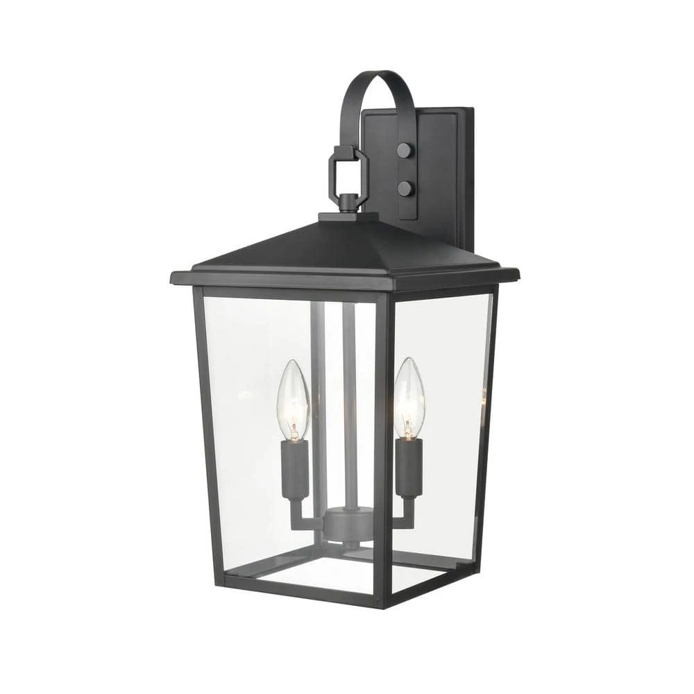 Fetterton 2-Light 9 in. Powder Coat Black Hardwired Outdoor Wall Lantern Sconce (1-Pack) by Millennium Lighting 4 Fetterton 2-Light 9 in. Powder Coat Black Hardwired Outdoor Wall Lantern Sconce (1-Pack) by Millennium Lighting - Image 4