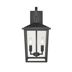Fetterton 2-Light 9 in. Powder Coat Black Hardwired Outdoor Wall Lantern Sconce (1-Pack) by Millennium Lighting