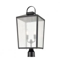 2-Light 12 in. Powder Coat Black Outdoor Post Lantern by Millennium Lighting