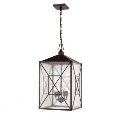 4-Light 25 in. Powder Coat Bronze Outdoor Lantern Pendant by Millennium Lighting