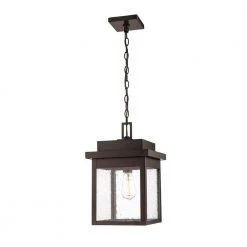 1-Light 13 in. Powder Coat Bronze Outdoor Lantern Pendant by Millennium Lighting