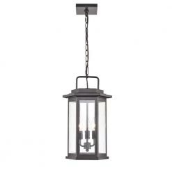 Ellis 3-Light 11 in. Powder Coat Bronze Hardwired Outdoor Hanging Pendant with Clear Glass (1-Pack) by Millennium Lighting