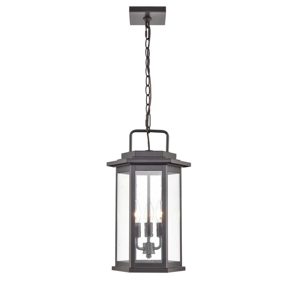 Ellis 3-Light 11 in. Powder Coat Bronze Hardwired Outdoor Hanging Pendant with Clear Glass (1-Pack) by Millennium Lighting 1 Ellis 3-Light 11 in. Powder Coat Bronze Hardwired Outdoor Hanging Pendant with Clear Glass (1-Pack) by Millennium Lighting