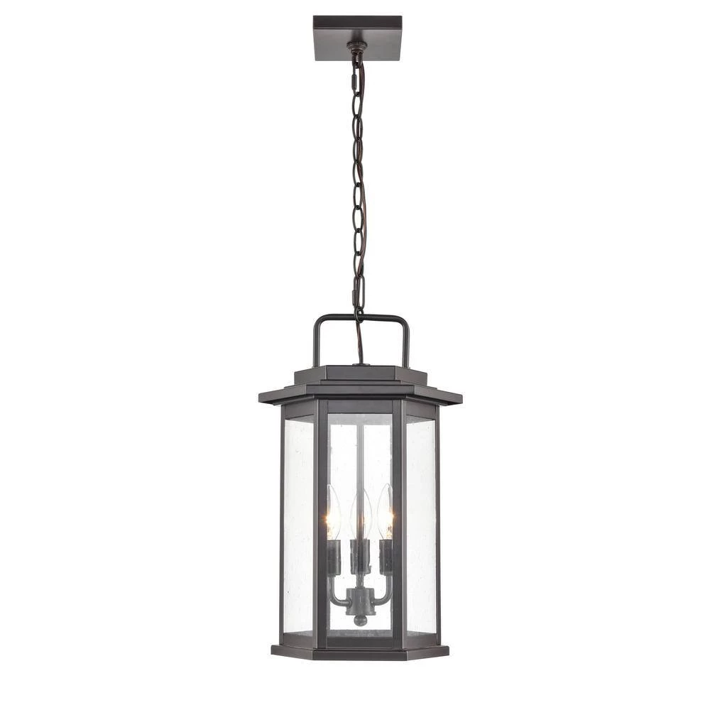 Ellis 3-Light 11 in. Powder Coat Bronze Hardwired Outdoor Hanging Pendant with Clear Glass (1-Pack) by Millennium Lighting 2 Ellis 3-Light 11 in. Powder Coat Bronze Hardwired Outdoor Hanging Pendant with Clear Glass (1-Pack) by Millennium Lighting - Image 2