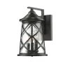3-Light 13 in. High Powder Coated Black Outdoor Wall Lantern Sconce with Glass Shade by Millennium Lighting