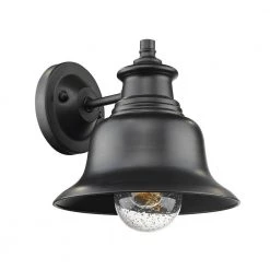 12 in. 1-Light Powder Coated Black Outdoor Wall Lantern Sconce with Glass Shade by Millennium Lighting