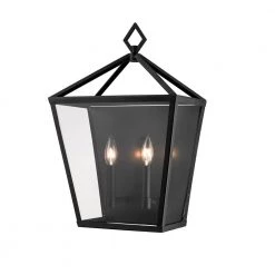 2-Light 20 in. Tall Powder Coated Black Outdoor Wall Sconce by Millennium Lighting