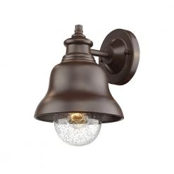 Single Light 10 in. High Powder Coated Bronze Outdoor Wall Lantern Sconce with Glass Shade by Millennium Lighting