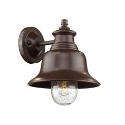 12 in. 1-Light Powder Coated Bronze Outdoor Wall Lantern Sconce with Glass Shade by Millennium Lighting