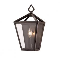 Single Light 12 in. Tall Powder Coated Bronze Outdoor Lantern Wall Sconce by Millennium Lighting