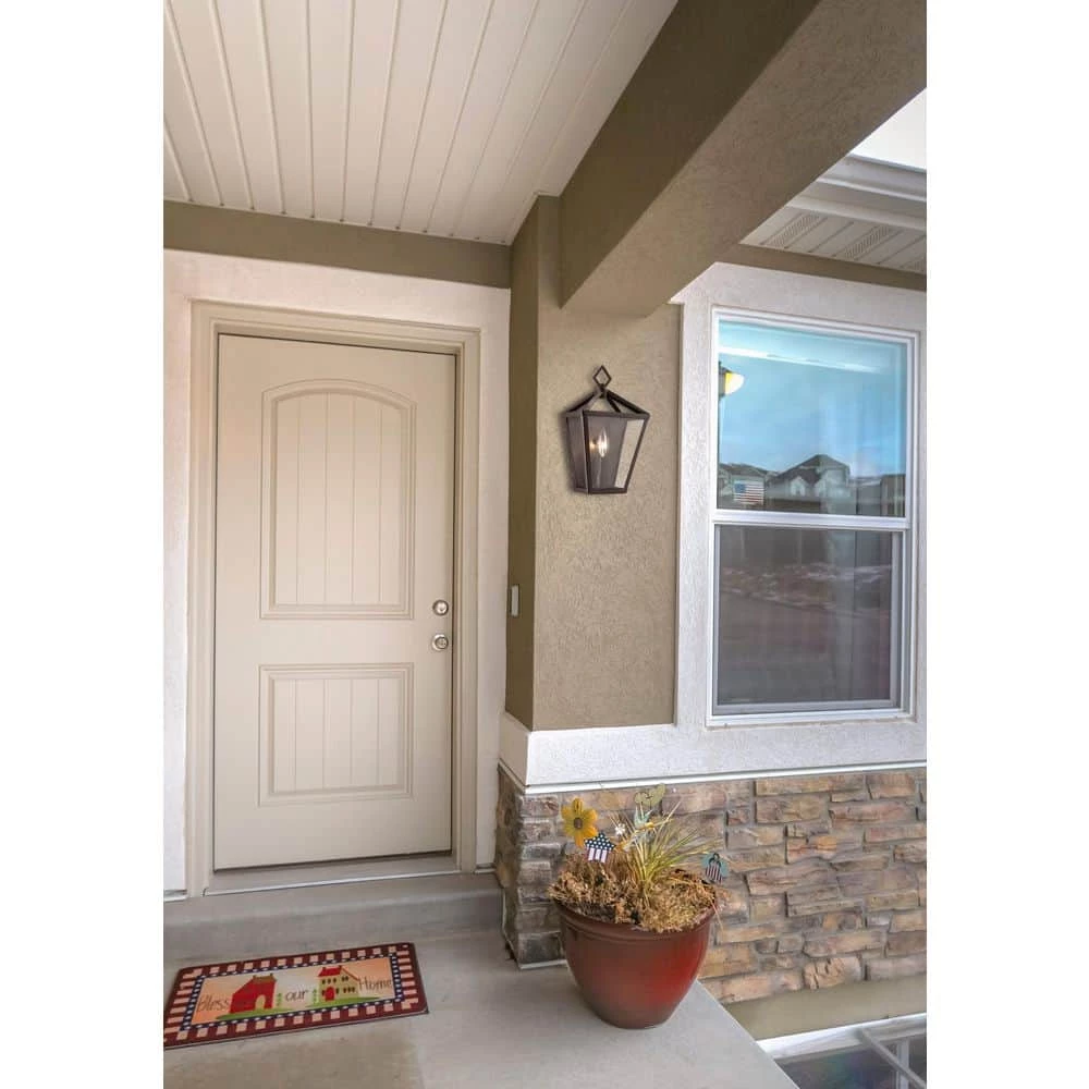 Single Light 12 in. Tall Powder Coated Bronze Outdoor Lantern Wall Sconce by Millennium Lighting 2 Single Light 12 in. Tall Powder Coated Bronze Outdoor Lantern Wall Sconce by Millennium Lighting - Image 2