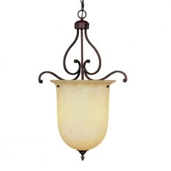 3-Light Rubbed Bronze Pendant with Turinian Scavo Glass by Millennium Lighting