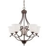 5-Light Rubbed Bronze Chandelier with Etched White Glass by Millennium Lighting