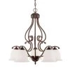5-Light Rubbed Bronze Chandelier with Etched White Glass by Millennium Lighting