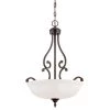 3-Light Rubbed Bronze Pendant with Etched White Glass by Millennium Lighting