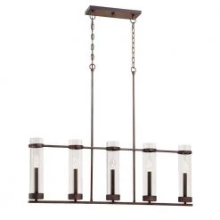 Milan Collection 5-Light Rubbed Bronze Island Fixture with Clear Glass by Millennium Lighting