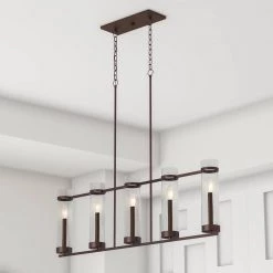 Milan Collection 5-Light Rubbed Bronze Island Fixture with Clear Glass by Millennium Lighting -Millennium Lighting Shop rubbed bronze millennium lighting chandeliers 1975 rbz a0 1000