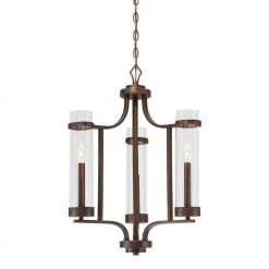 Milan Collection 3-Light Rubbed Bronze Chandelier with Clear Glass by Millennium Lighting
