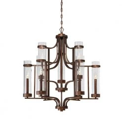 Milan Collection 9-Light Rubbed Bronze Chandelier with Clear Glass by Millennium Lighting