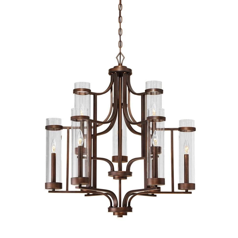 Milan Collection 9-Light Rubbed Bronze Chandelier with Clear Glass by Millennium Lighting 1 Milan Collection 9-Light Rubbed Bronze Chandelier with Clear Glass by Millennium Lighting