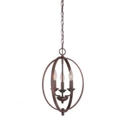 3-Light Rubbed Bronze Candle Pendant by Millennium Lighting