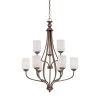 9-Light Rubbed Bronze Chandelier with Etched White Glass by Millennium Lighting