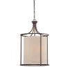 3-Light Rubbed Bronze Candle Pendant with Beige Linen Shade by Millennium Lighting