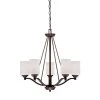 5-Light Rubbed Bronze Chandelier with Etched White Glass by Millennium Lighting