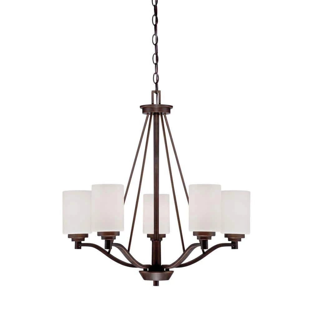 5-Light Rubbed Bronze Chandelier with Etched White Glass by Millennium Lighting 1 5-Light Rubbed Bronze Chandelier with Etched White Glass by Millennium Lighting